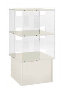 Vitrina stolp, bela, 2 polici