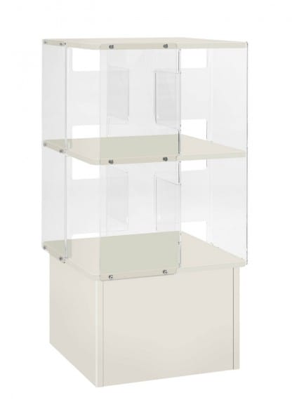 Vitrina stolp, bela, 2 polici