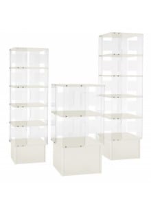 Vitrina stolp, bela, 2 polici