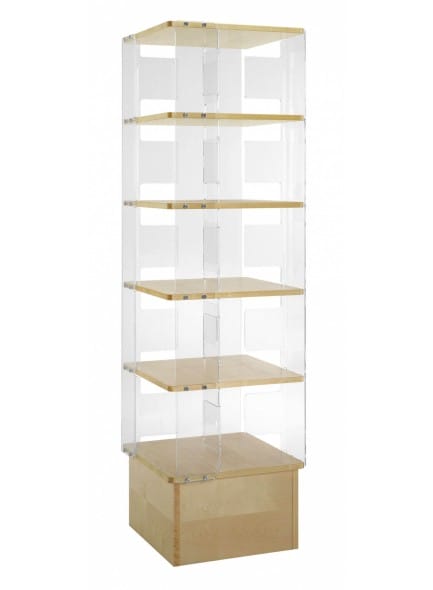 Vitrina stolp, breza, 5 polic, večja